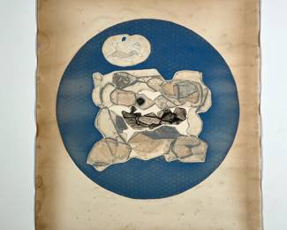 MID-CENTURY EMBOSSED LITHOGRAPH | Possibly French art work, embossed lithograph signed indistinctly in pencil and ed. 9/12. -  l. 19.5 x w. 22 in (sheet)