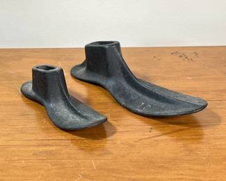 TWO SHOE LASTS | Two shoe lasts. One size 10 the other size 4. -  l. 10 x w. 3-1/2 x h. 3 in