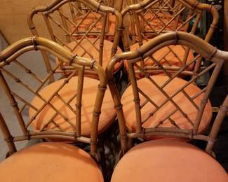 11 of these type: Bamboo look Metal, Swivel w/ back & footrest. 4 Black Wood & Chrome metal w/back & footrest. 2 Faux Zebra metal swivel stools.