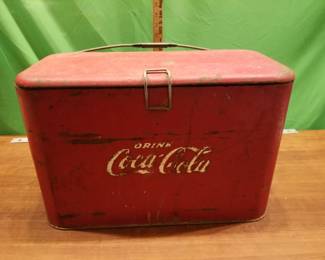 Antique Coca Cola Cooler, wooden bottle crate & other Antiques.