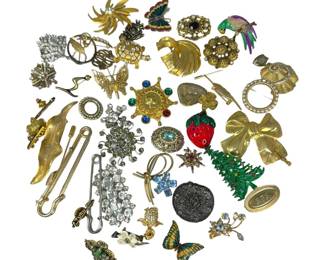 Costume Brooch Pin Lot