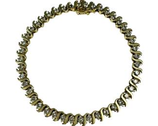 14kt Yellow Gold S Link Diamond Tennis Bracelet