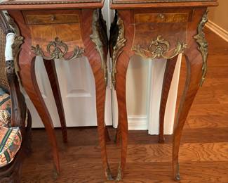 Pair of Louis XV Side Tables with Brass Accents