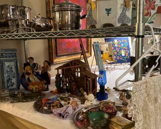 Manger, Sheffield Silver Plate Punch Bowl,  Ice Bucket, and More