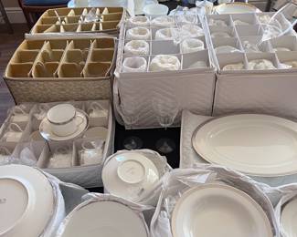 ALL BRAND NEW FROM BLOOMINGDALES-RALPH LAUREN FINE CHINA...PLATINUM AND WHITE