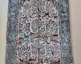 Turkish finely knotted silk rug 5x9