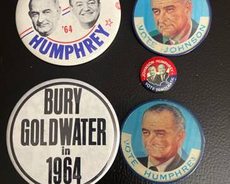 Johnson-Humphrey 1964 presidential campaign buttons