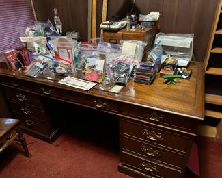 Vintage desk, office supplies