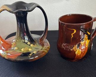 Rozane Roseville with RFCO Stamp and Royal Doulton Mug