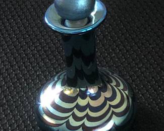 Correia Signed Blown Art Glass Blue Perfume Bottle