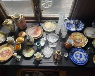 Cut glass, decorative plates, vases