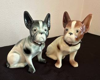 Vintage sitting French Bull Dogs - ceramic