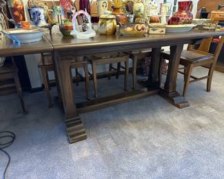 Vintage Dining Room Table with Cane Seat Chairs
