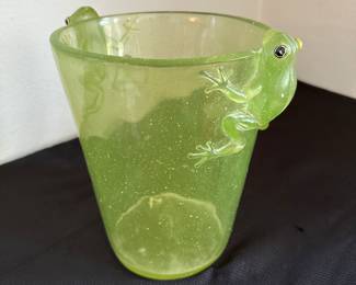 Acrylic/lucite garbage can with frogs