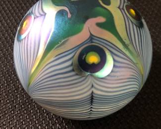Signed and Dated Lundburg Art Glass Paperweight