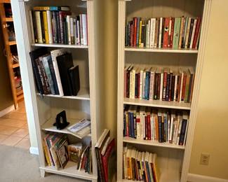2 matching wood bookcases