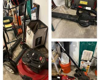 Lawn equipment (Toro mower, edger, and leaf blower/vacuum)
