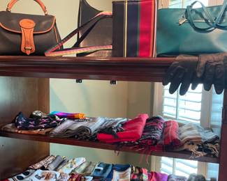 Purses scarves gloves