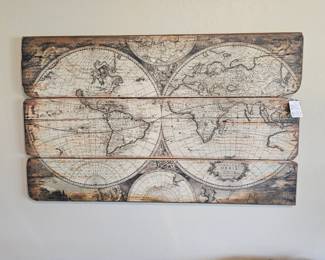Rustic style wooden world map
