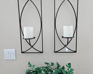 Wrought iron wall candle holders