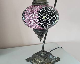 Brass hanging lantern/lamp with mirrored tile shad