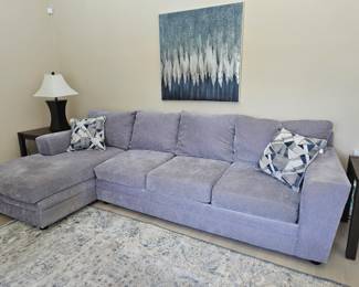 Sectional sofa in gray microsuede