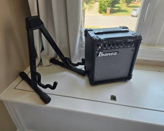 Guitar stade and Ibanez speaker