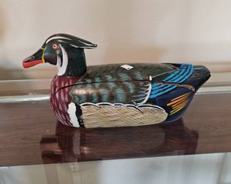 Vintage colorful wooden duck desk phone