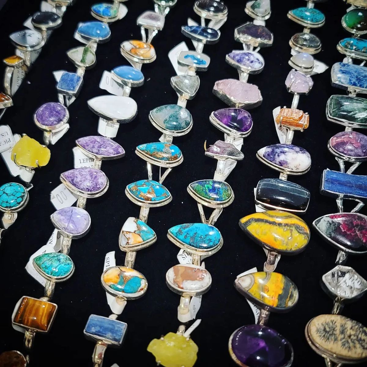 silver and gemstone rings