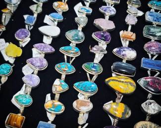 silver and gemstone rings