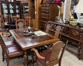 1930s Carved Dining Set w 6 Chairs