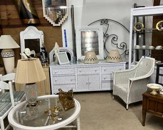 Wicker Dresser, Coffee Table, Chair