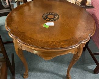Floral Inlaid Queen Anne Side Table