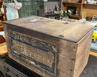 Primitive Wooden Chest with Advertising