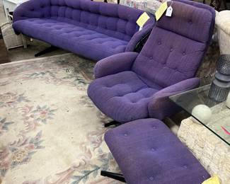 Mid Century Modern Sofa, Chase Lounge w Ottoman