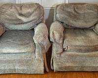 Pair Jessica Charles Upholstered Chairs 

Soft and comfortable! Enjoy a good book or binge your favorite show on Netflix in these comfortable chairs! 

Upholstered in a soft shade of sage green