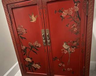 Red lacquer cabinet Vintage china