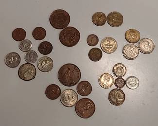 1950's - 1960's coins from, Great Britain, Canada, Bahamas, Jamaica, Costa Rica, Honduras, Bermany, Spain, Mexico, and Yugoslavia