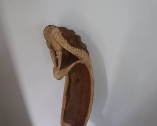 Wooden Hand Carved Snake Walking Cane 