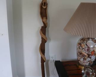 Wooden Hand Carved Snake Walking Cane 