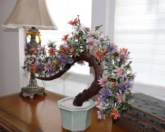 GLASS Bonsai Tree Flowers in pot