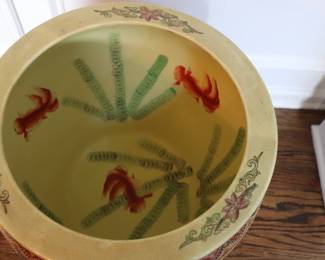 Japanese Royal Satsuma Hand Painted and Gilded Large Fish Bowl Planter on Stand