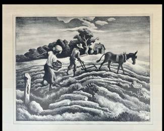 Thomas Hart Benton, American, 1889-1975, "Planting", 1939,Pencil signed lithograph published by Associated American Artists in an edition of 250 prints.