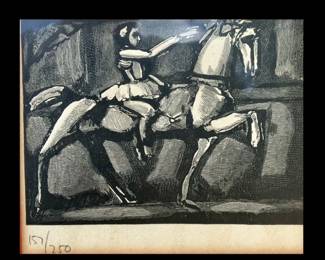 Georges Rouault, Paris, 1871-1958, from the book "Cirque de l'etoile filante", wood engraved illustration, edition of 250, unsigned, Vollard, Publisher, circa 1938