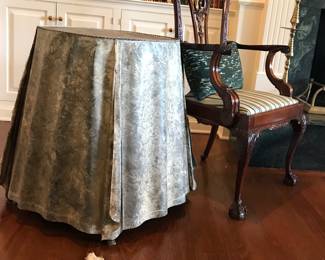 Metal Ghost Drape Table, galvanized metal, made in Italy.  Label 'Made in Italy" under table, "High Design" see a pair on offer through First Dibs 