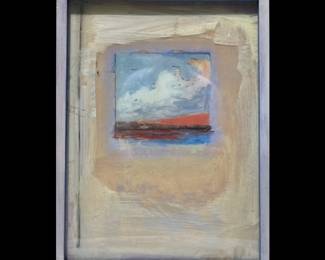 Van Wade Day, American, Louisiana, 20th Century, "Day Before the Pelicans", mixed media, artist - decorated frame