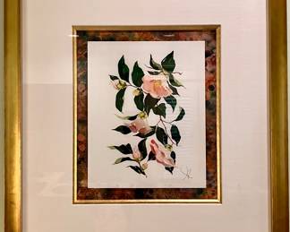 One of four custom framed botanical lithographs by Inslee Farris, American, 20th Century