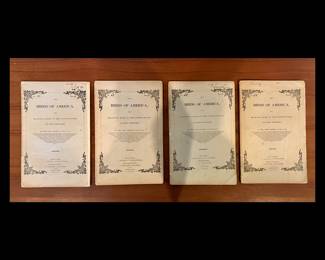 John James Audubon's "Birds of America" extremely rare find.  These are four booklets each containing five first edition octavo size birds, circa 1840, hand colored lithographs, with text.  Traditionally, the subscriber would have collected all one hundred of these booklets, for a total of 500 octavo sized lithographs, then would have them combined in numerical order and bound into larger leather books. I have worked with Audubon for over thirty years, and have never seen individual booklets before.