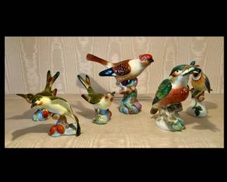Herend hand painted bird collection along with many other Herend objects 