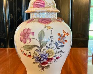 PAIR of large Meissen Ginger Jars, perfect condition, hand painted